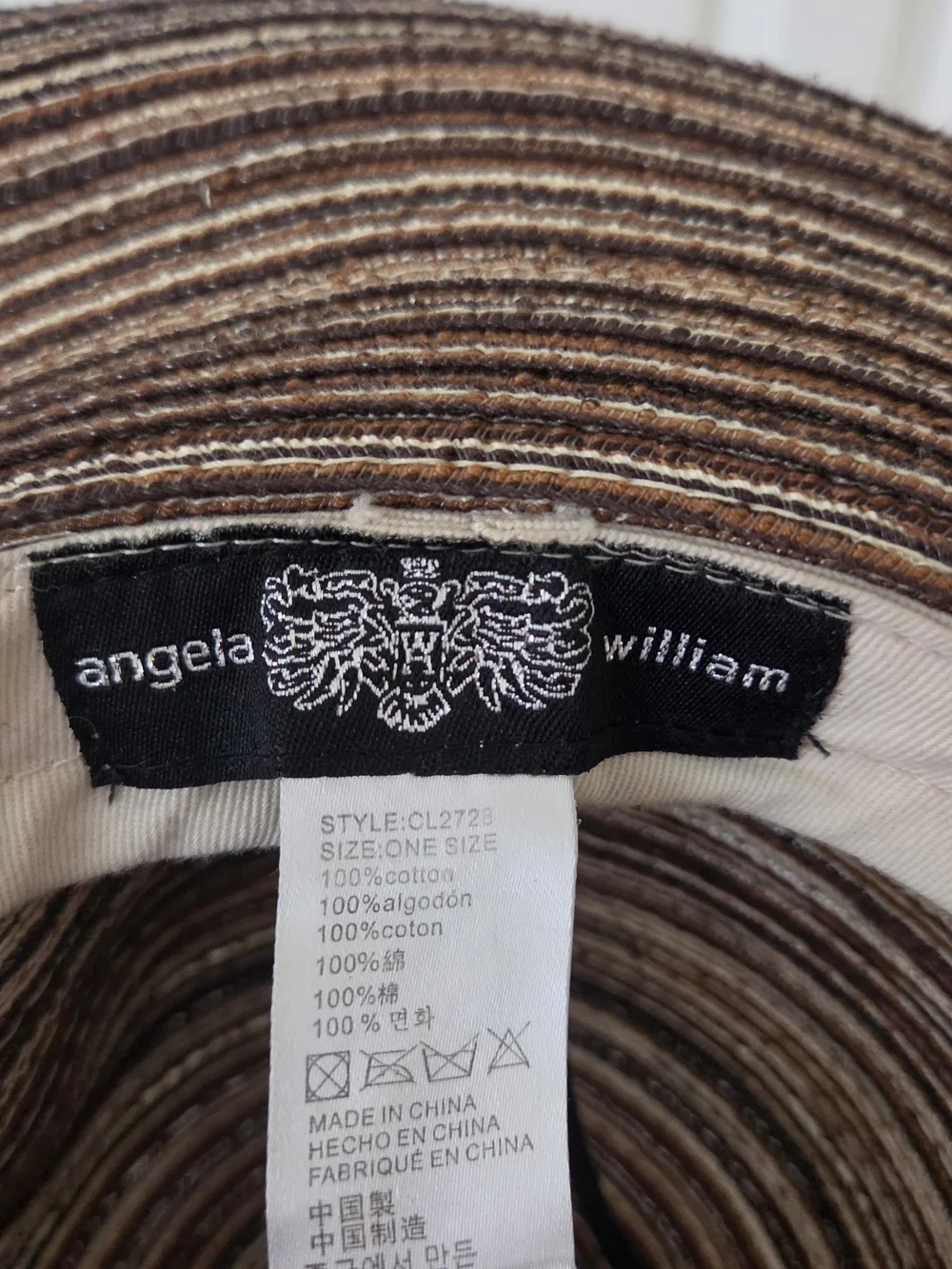 Angela & William Brown Striped 100% Cotton Woven Sun Hat